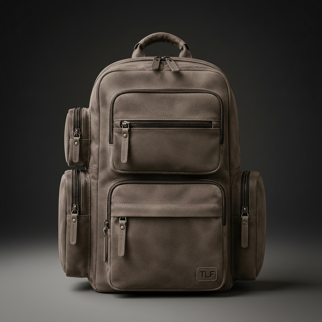 Grey leather backpack front view | The Leather Factory