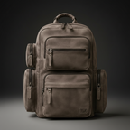 Grey leather backpack front view | The Leather Factory