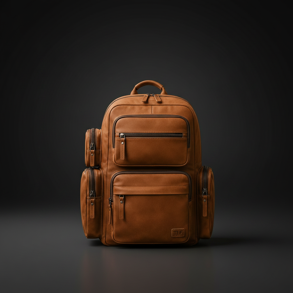 Tan leather backpack front view | The Leather Factory