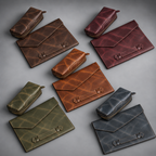 Two-piece leather laptop sleeve and accessory pouch set in five colours